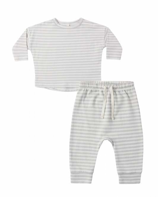Quincy Mae Cloud Stripe LS Set