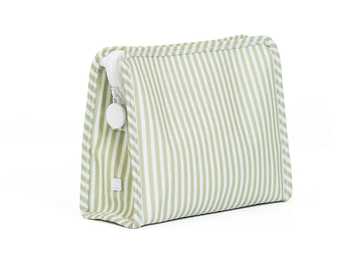TRVL Sage Stripe Medium Roadie Zip Pouch
