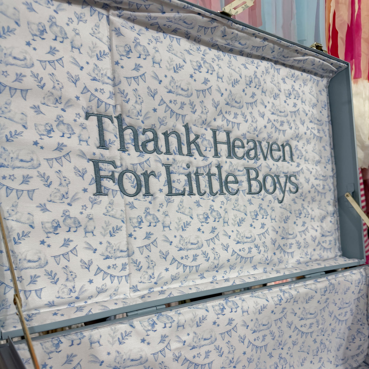 Petite Keep Blue Grand Embroidered Trunk