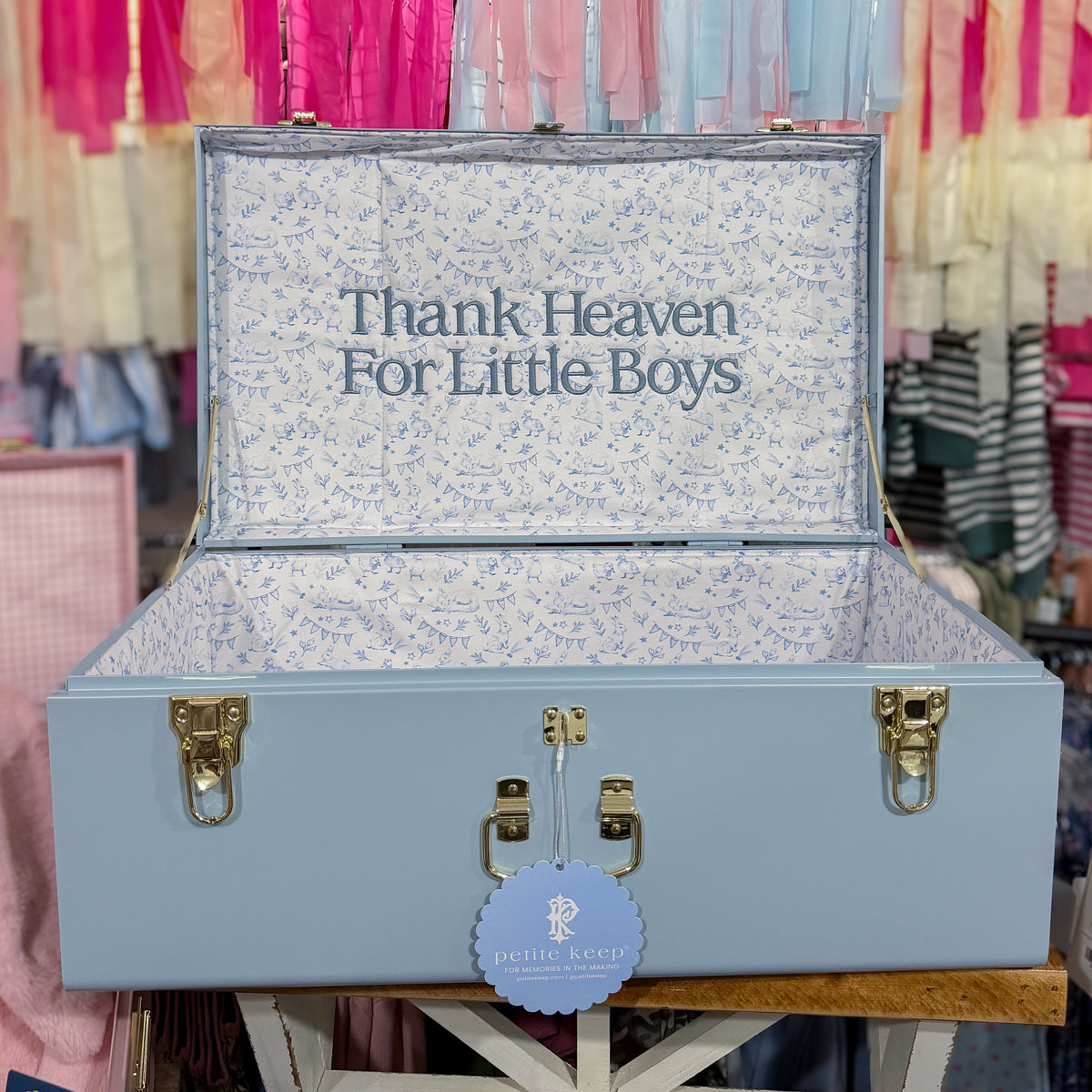 Petite Keep Blue Grand Embroidered Trunk