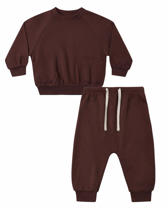 Quincy Mae Black Cherry Sweat Set