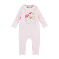 Mud Pie Pink Santa Appliqué LS Romper