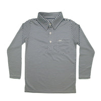 Saltwater Boys Navy Stripe Performance Polo