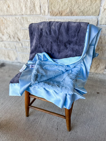 Rockin Royalty Baby Blue + Grey Blanket