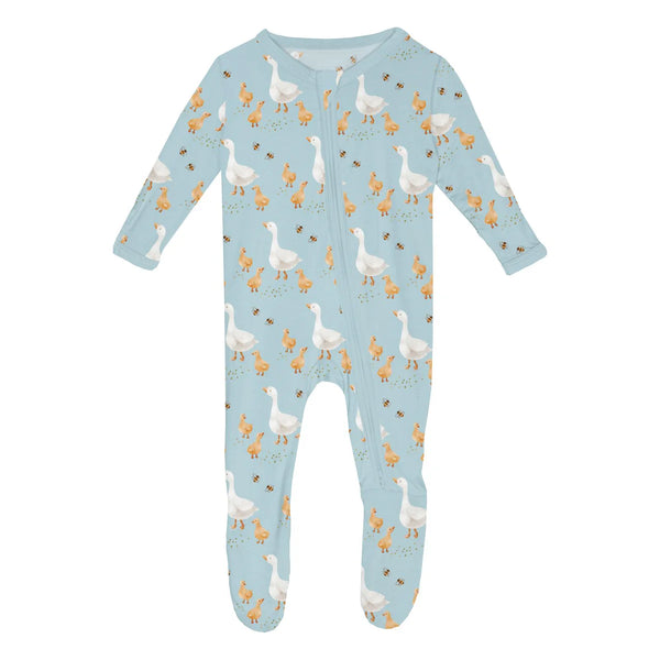 Kickee Pant Spring Sky Feeding Ducks Footie