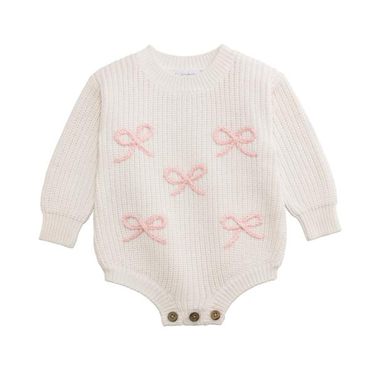 Mud Pie Bow Chainstitch Sweater Bubble