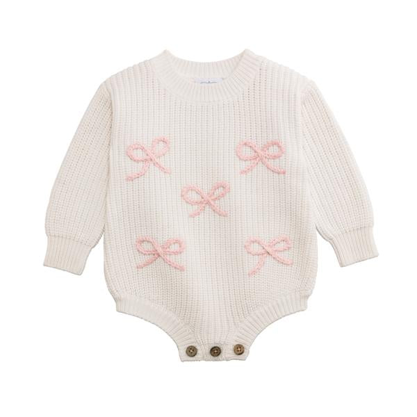 Mud Pie Bow Chainstitch Sweater Bubble