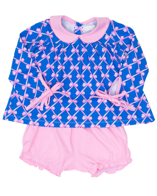 The Oaks Mary Charlotte Blue Ribbon Bow Bloomer Set