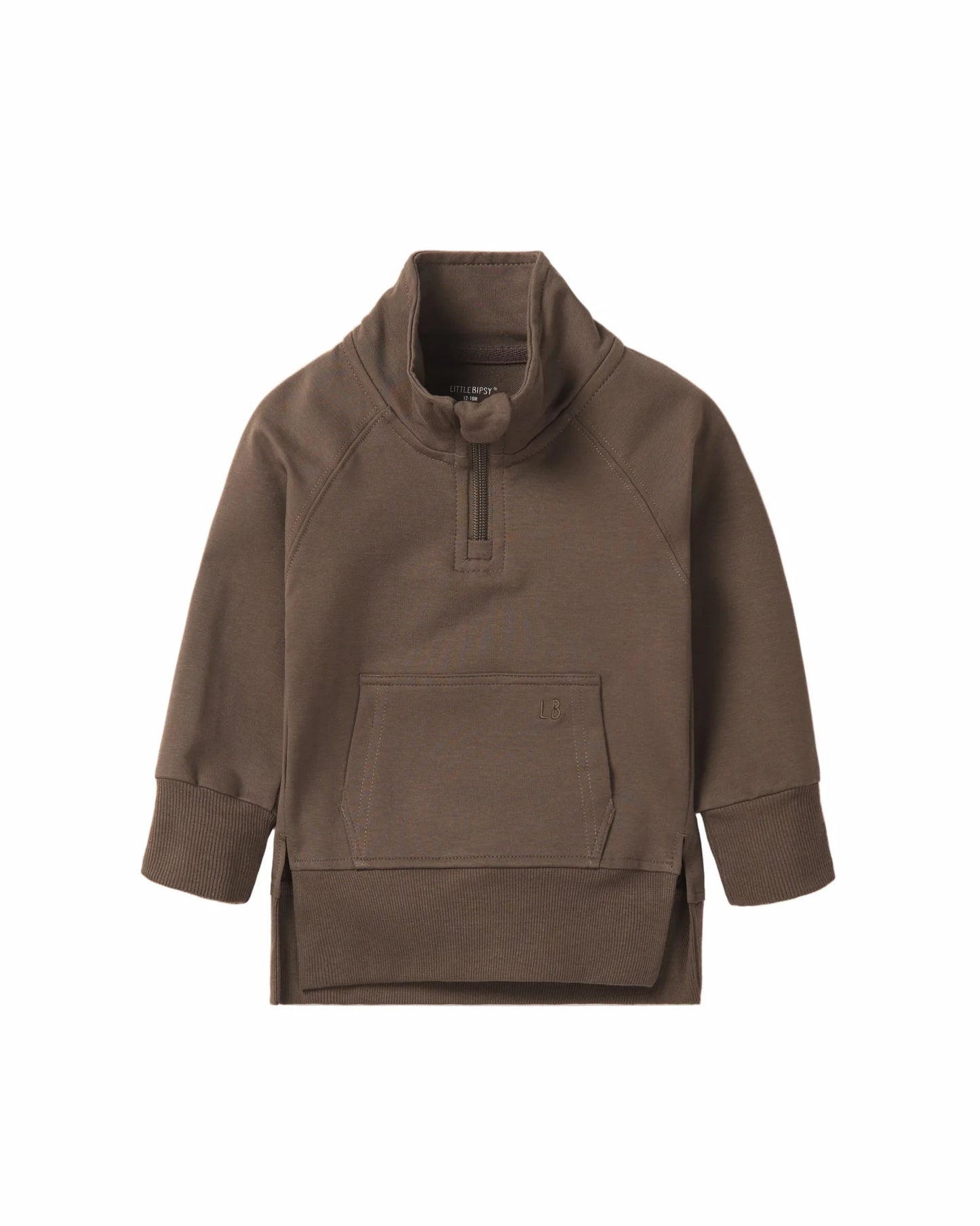 Little Bipsy Cocoa Quarter Zip Pullover