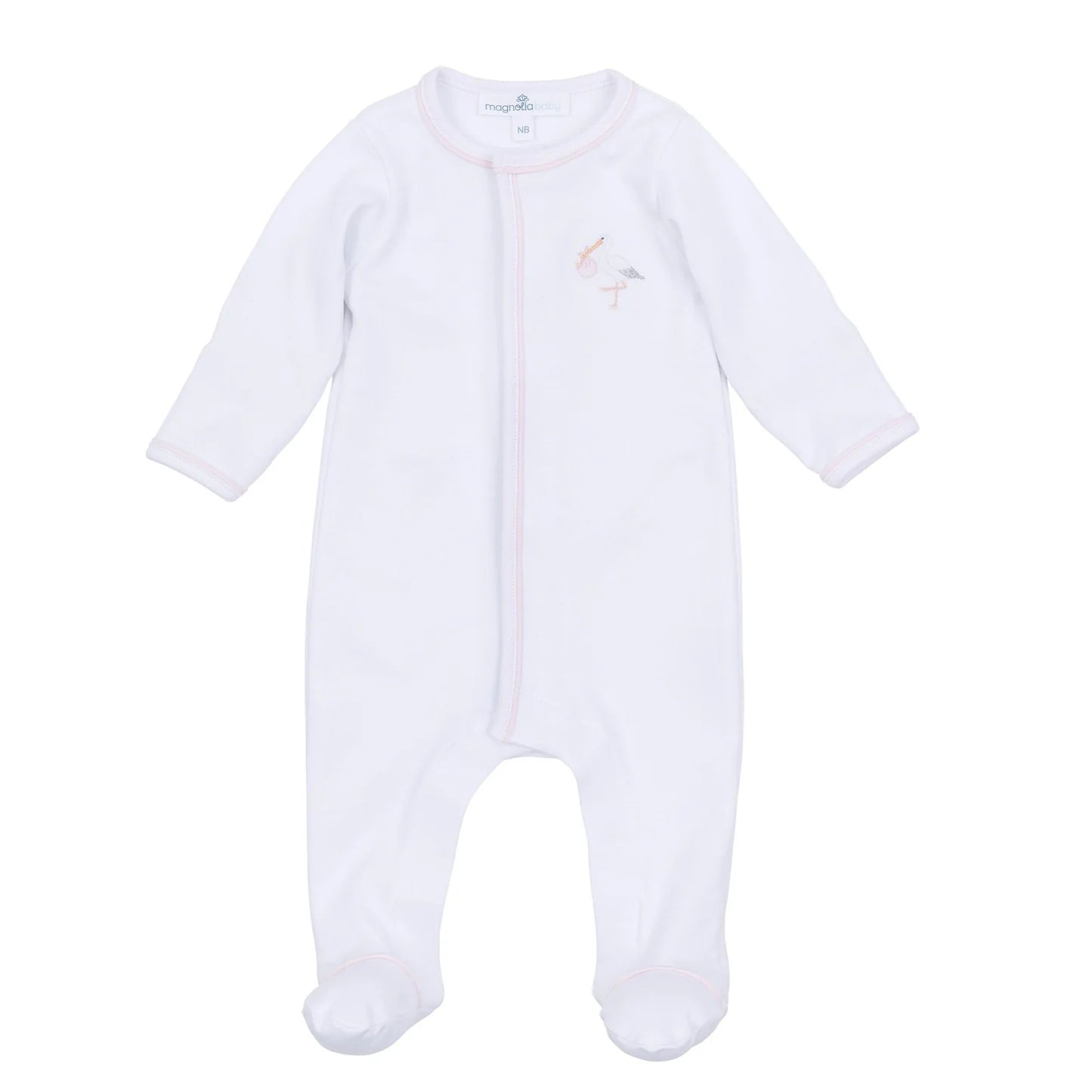 Magnolia Baby Pink Vintage Stork Footie
