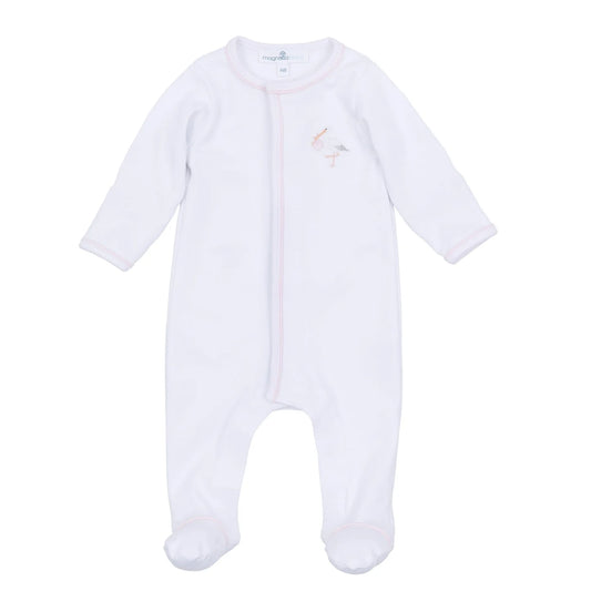 Magnolia Baby Pink Vintage Stork Footie