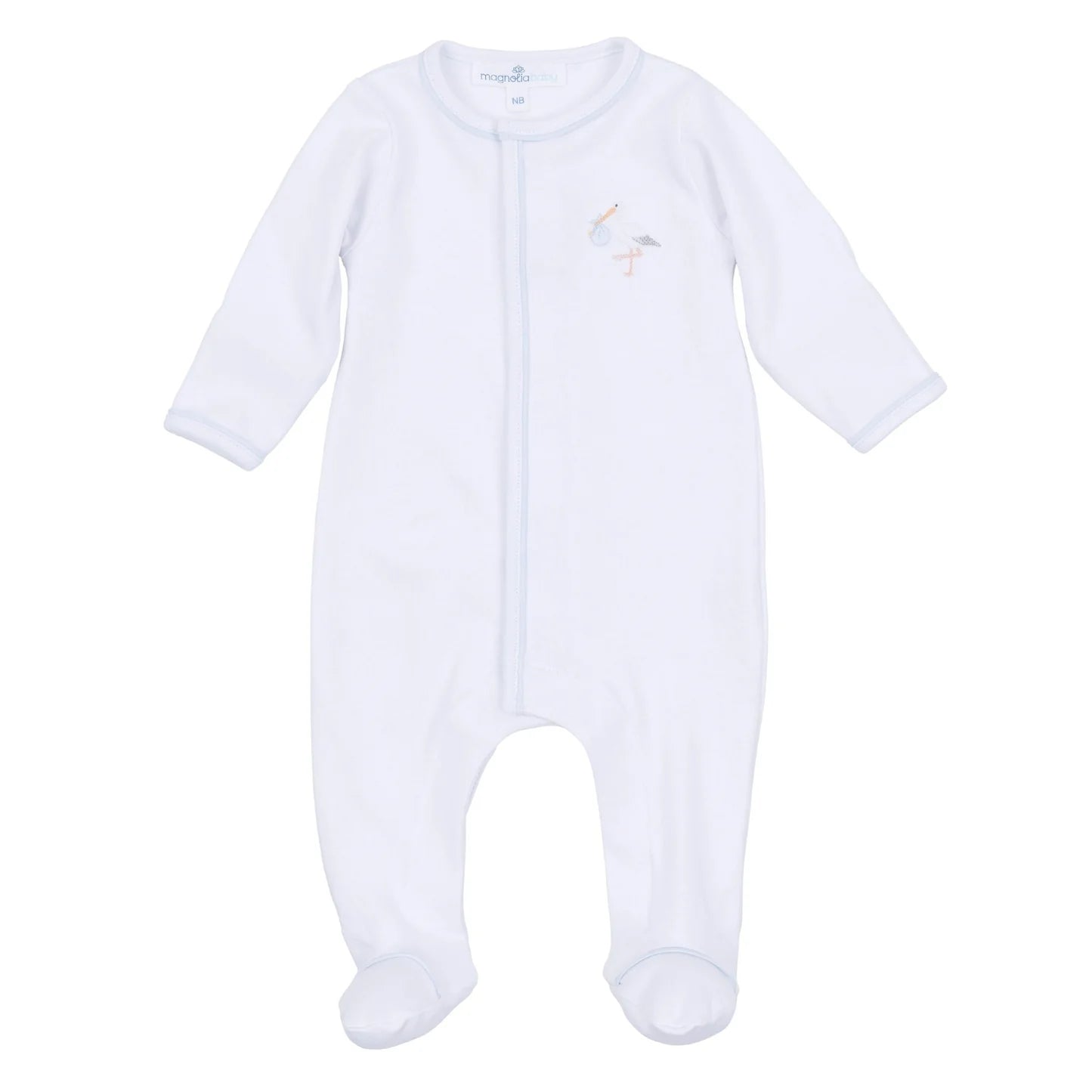 Magnolia Baby Blue Vintage Stork Footie