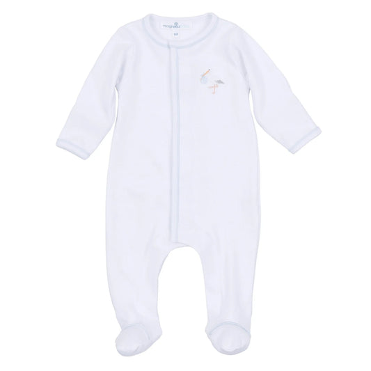 Magnolia Baby Blue Vintage Stork Footie