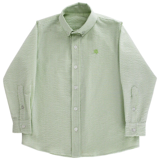 J Bailey Grass Green Seersucker Shirt