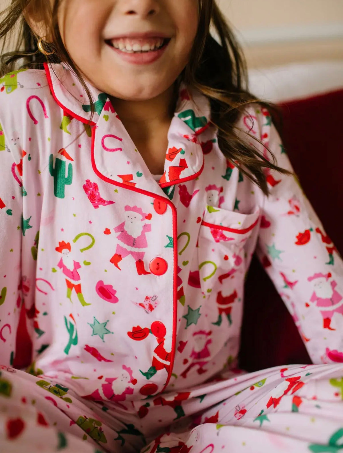 Ollie Jay Cowboy Santa Button Up PJ Set