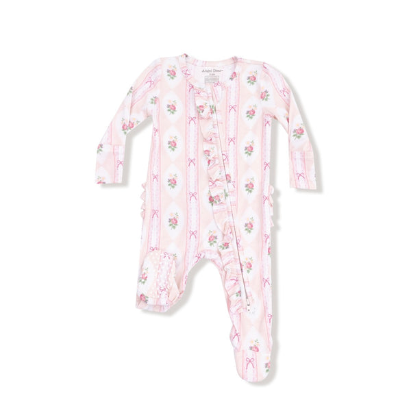 Angel Dear Ogee Lace Floral Ruffle Footie