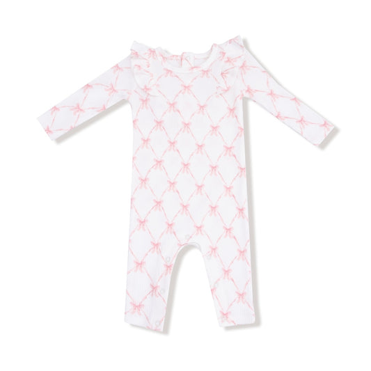 Angel Dear Ribbon Bow Trellis Ruffle Romper