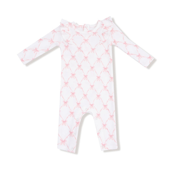 Angel Dear Ribbon Bow Trellis Ruffle Romper