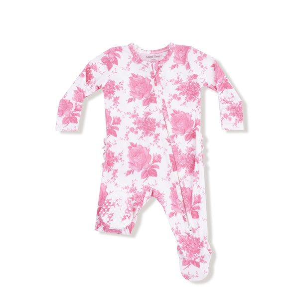 Angel Dear Vintage Pink Roses Ruffle Footie