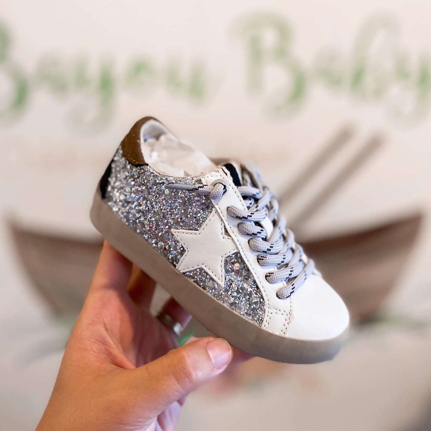 Shu Shop Paula Silver Glitter Sneaker